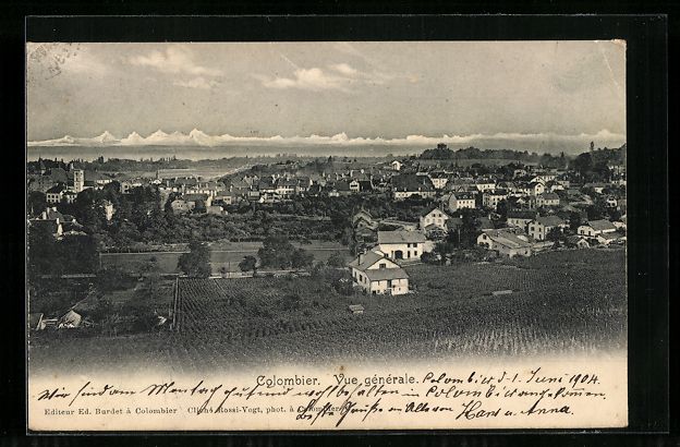 Cartoline postali: AK Colombier, Vue générale, 1904 – Usato da Berlin venduto da bartko-reher