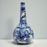 Vase chinois ancien en porcelaine bleue et blanche