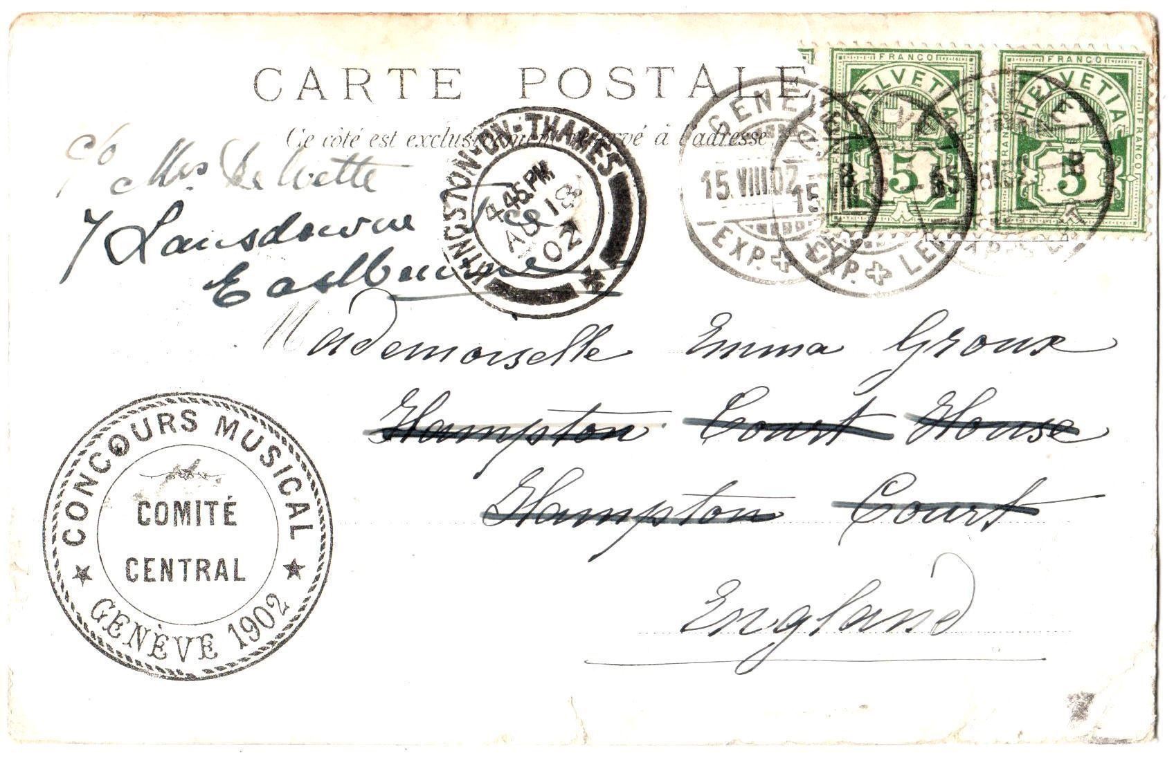 Cartoline postali: Genève 1902 - Concours de musique – Usato da Chavornay venduto da 4dphila 1