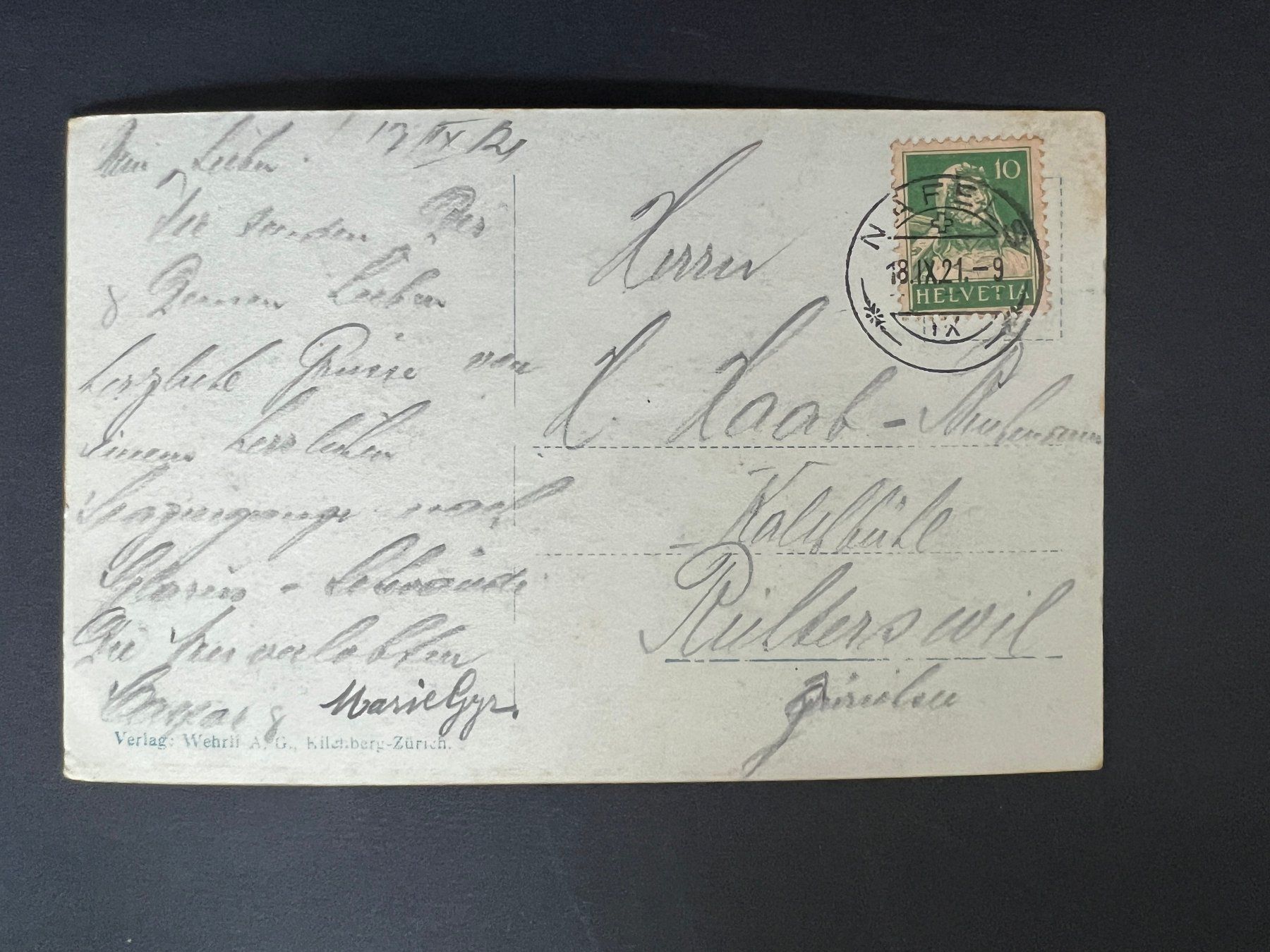 Cartoline postali: AK Glarus mit Glärnisch  1921  (V639) – Usato da Hinwil venduto da Sidi4 1