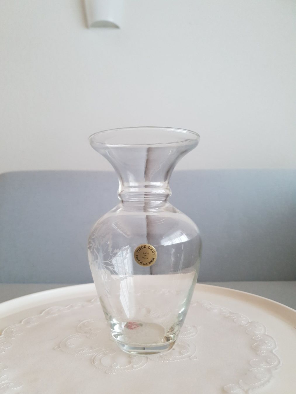Vasen & Gefässe: 1982 " Italien " Glasvase mit einer Traube graviert – Neu (gemäss Beschreibung) aus Savièse von qm2710 1