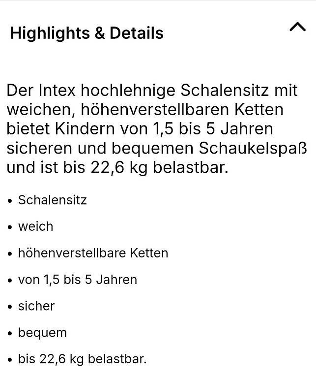 Altre altalene da giardino: Kinderschaukel Intex Neu – Usato da  venduto da  1