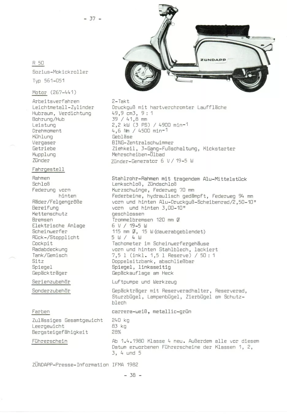 Zündapp Strasse: Zündapp 1982 - Originalprospekt & Pressedoku. – Gebraucht aus Malans GR von Chueche427 9