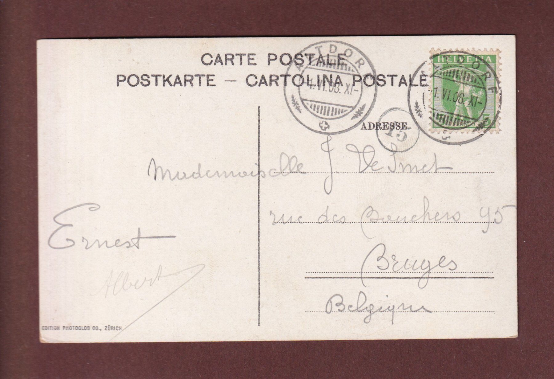 Cartoline postali: ALTDORF - Tell-Monument - 1908 – Usato da Pully venduto da nicecards-shop 1
