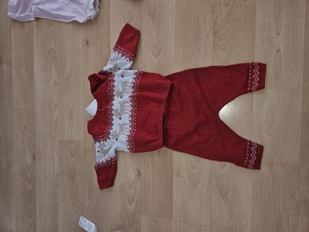 Baby Strickset rot weiss Rentier Muster Grösse 56