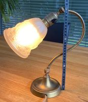 Jugendstil Tischlampe Messing, Jugendstilglas 29,5 cm hoch