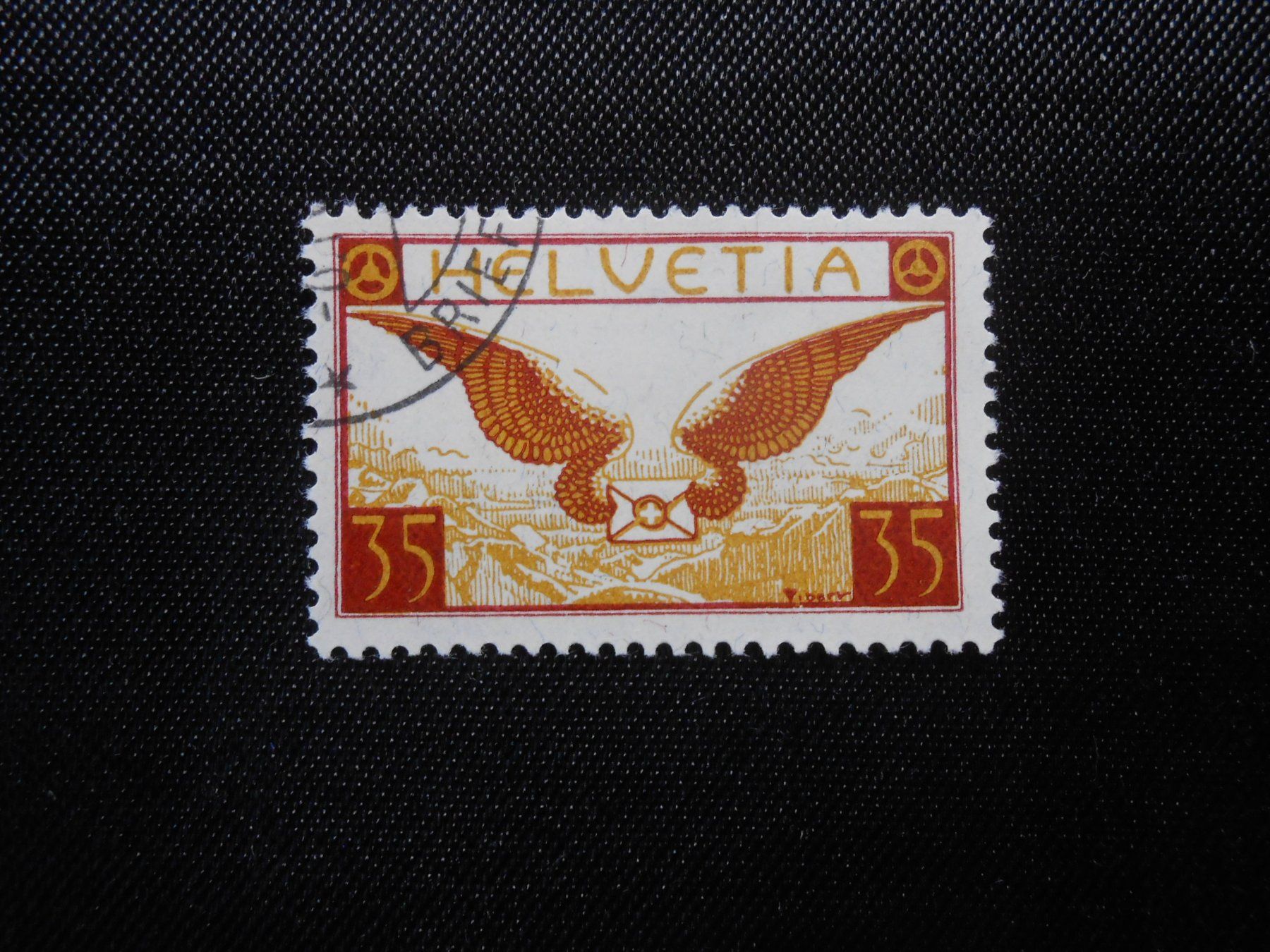 Alle Briefmarken: CH  ZNr 14   35C  Flugpost  1929  Z CHF 75 – Gebraucht aus Hallwil von pkaiser44 1