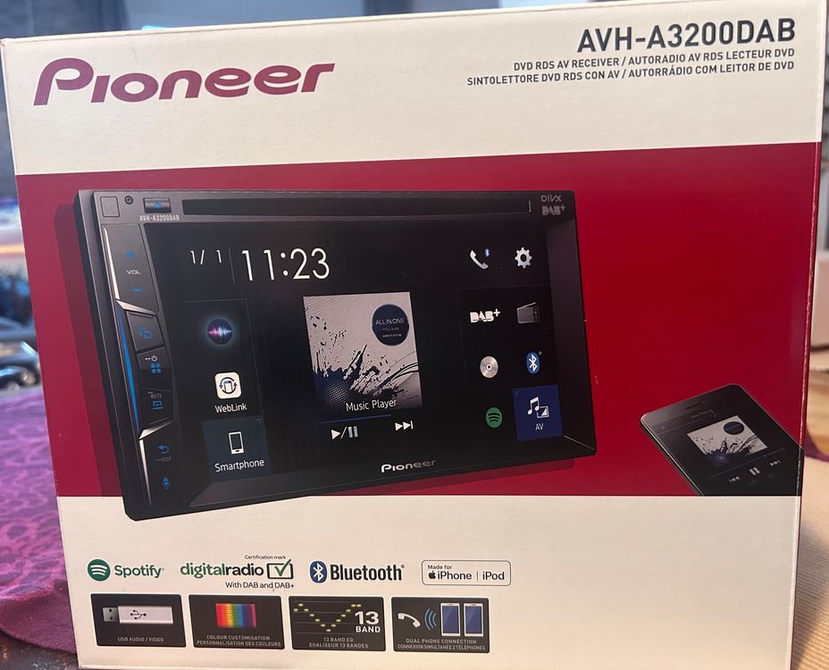 Pioneer AVH-A3200DAB Bluetooth DAB CD Einbauset Für Mercedes SLK R171 Ab 2008 108302 54439