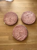 3 Sitzkissen Baumstamm Optik rund Polyester guter Zustand