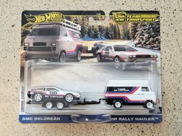 Hot Wheels DMC DeLorean & HW Rally Hauler