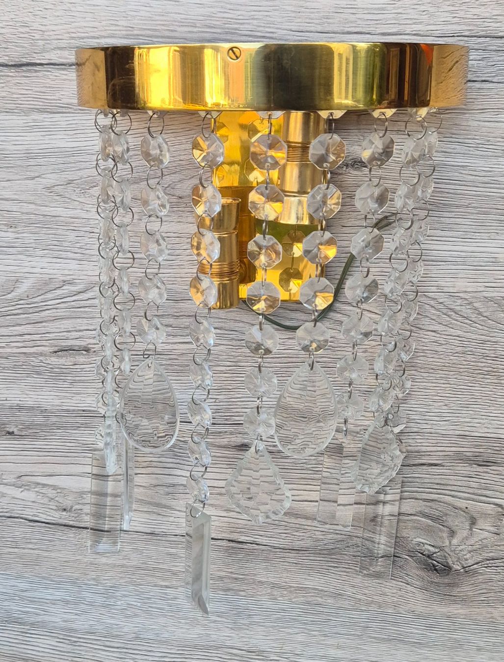Lampade: 2 schöne Messing Wandleuchtem mit Glaskristallen – Usato da Neerach venduto da sillis 1