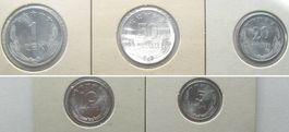 ALBANIEN 5, 10, 20, 50 Qindarka 1 Lek 1964 ERHALTUNG! unz
