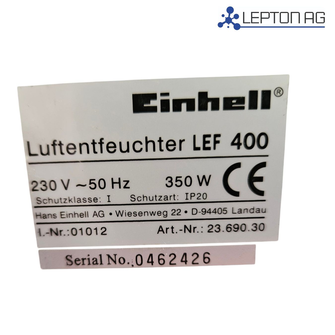Einhell Deumidificatori: Einhell Luftentfeuchter LEF 400 – Usato da Niederdorf venduto da LeptonAG 2