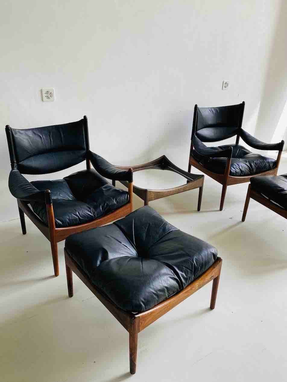 Poltrone: Designer Sessel + Hocker Set, Leder Palisander – Usato da Steffisburg venduto da Wertstoff.art