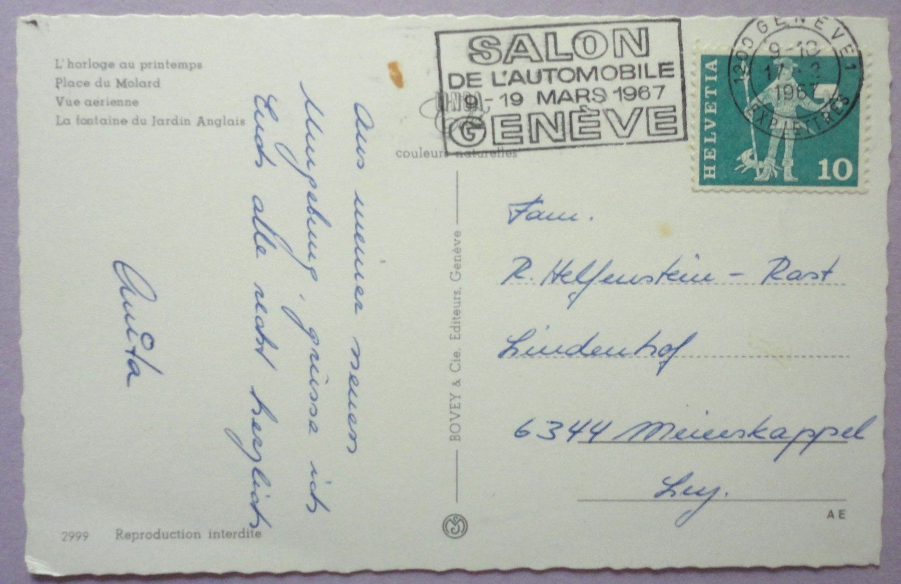 Cartoline postali: Souvenir de Genève – Usato da Fétigny venduto da Billy2miny 1