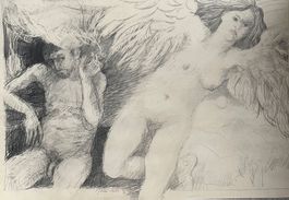Karl Guldenschuh (1928-1991) Zeichnung >>Arista u. Angelo>>