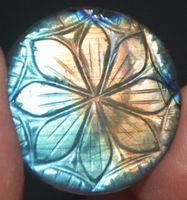 Deko - Heilstein L-701 – Flash Labradorit mit Blume –30x30mm