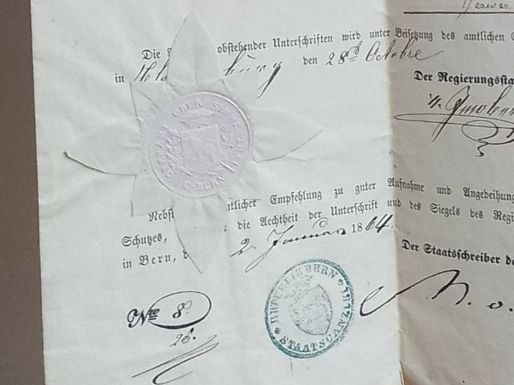 Documenti: Bern - documento - 1864 – Usato da Sorengo venduto da  2