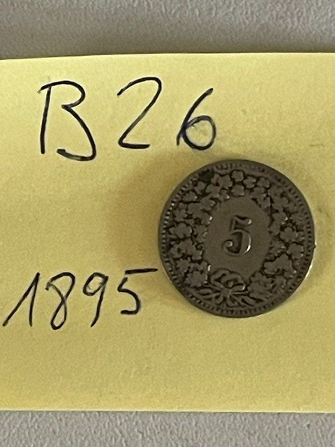 Alle Münzen: 5 Rappen - Schweiz - 1895 – Gebraucht aus Niederwil AG von dahu75 1