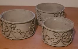 Lot de 3 caches-pots en fer blanc