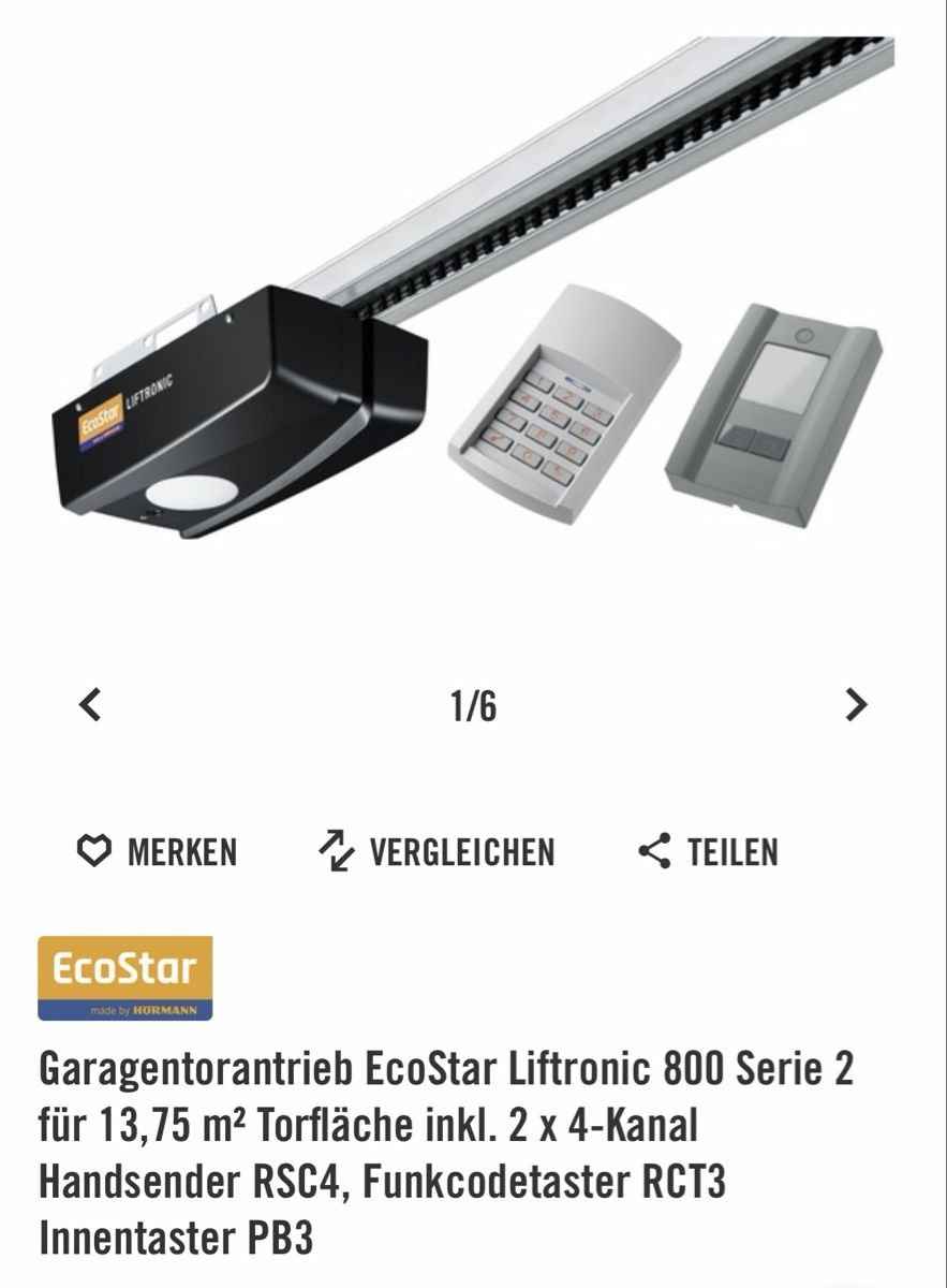 Autre matériel électrique: Garagentorantrieb EcoStar Liftronic – D'occasion à Oberdiessbach par SINFONIE13
