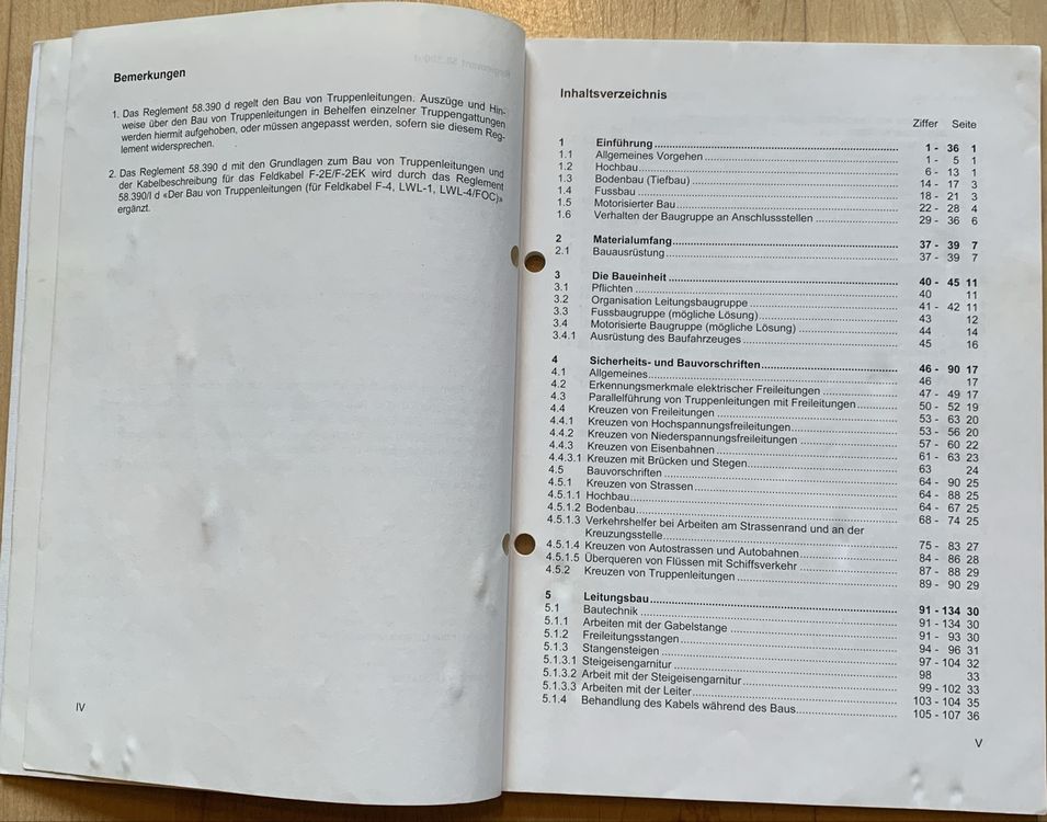 Reglement 58.390d Der Bau von Truppenleitungen 4