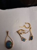 Gold Anhänger Ohrringe Opal Set 6.6g guter Zustand
