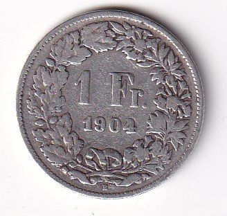 Tutti le monete: 1  Franken Schweiz 1904 rar – Usato da Neuchâtel venduto da karlpierrino