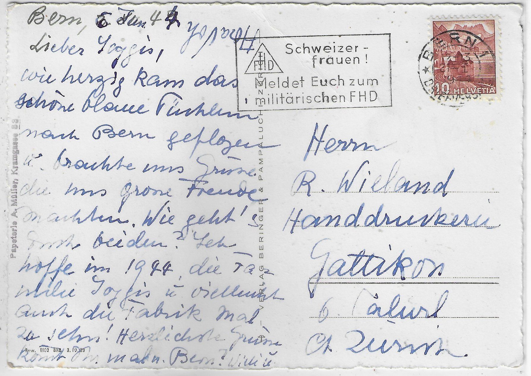 Cartoline postali: Bern vom Rosenhügel aus – Usato da Ettingen venduto da Kartenplanet 1