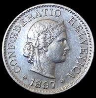 Top 5 Rappen 1897 Schweiz (0.5 Mio.) unzirkuliert, Rar