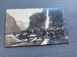 Antike Postkarte: Lauterbrunnen mit Staubbachfall, Photog...