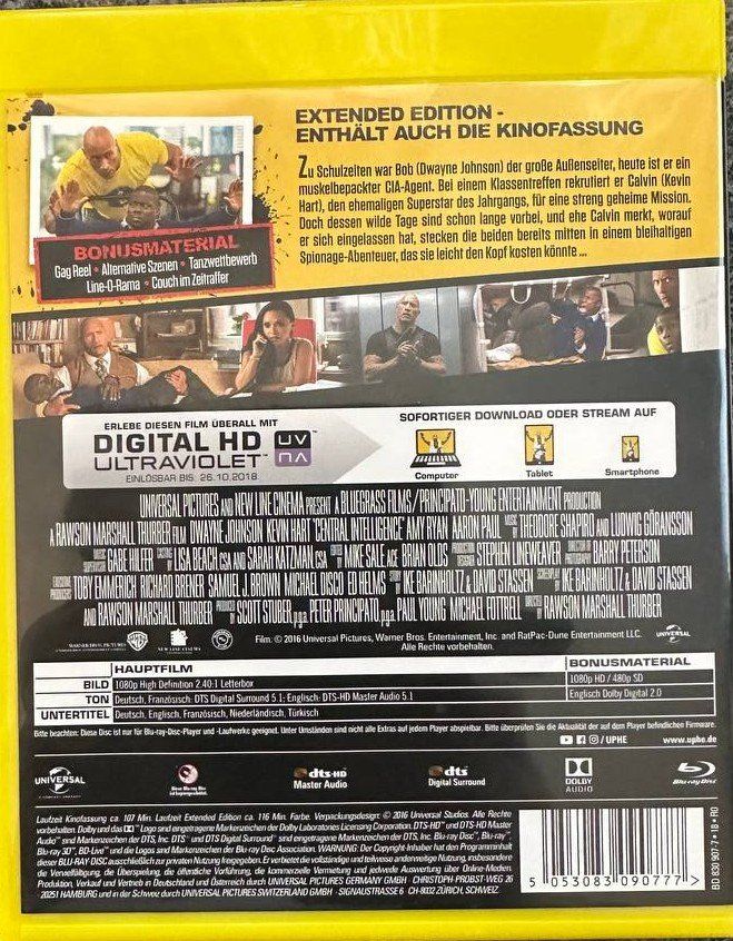 Tous les DVDs: Central Intelligence Blu-ray Extended Edition – D'occasion à Beringen par Mantafisch1 1