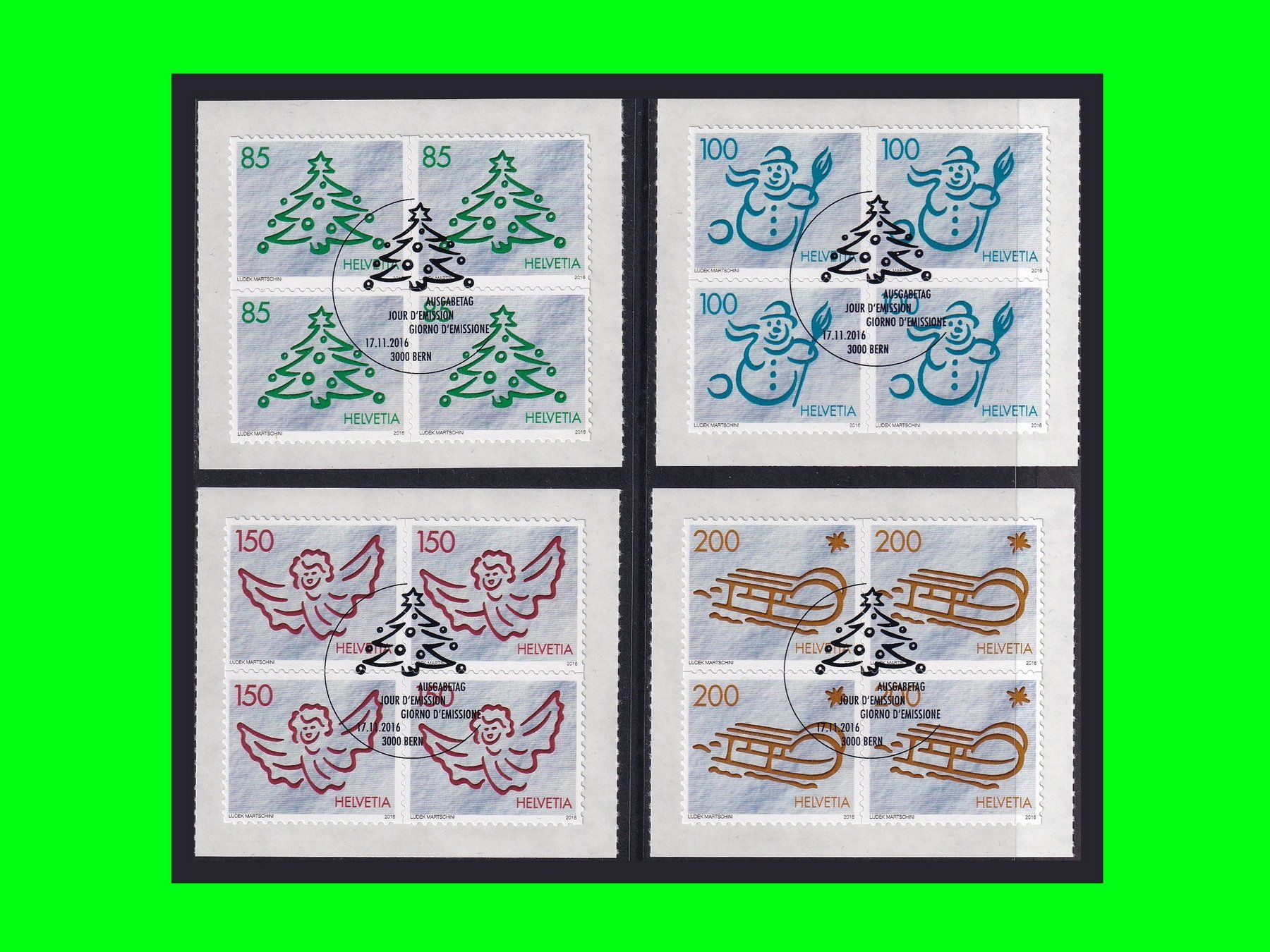 Tous les timbres: Viererblock "Weihnachten" (2016) – Neuf (Voir description) à Dübendorf par chiara48