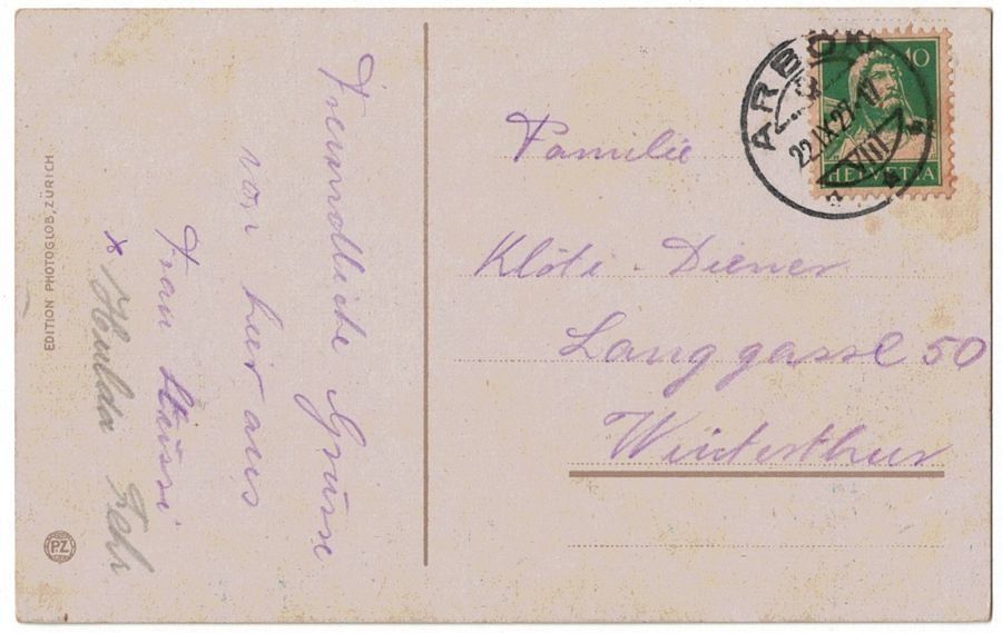 Cartoline postali: Arbon, Kirche am See, gelaufen 1927 – Usato da Frauenfeld venduto da POML 1