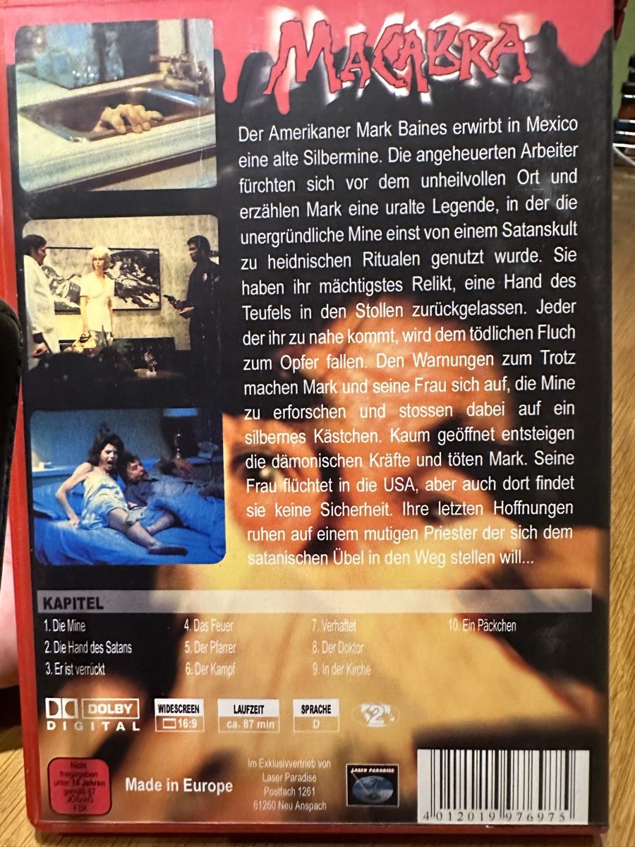 Tutti i DVDs: Macabra die Hand des Teufels Red Edition DVD – Usato da Benken ZH venduto da Audi-erich 1