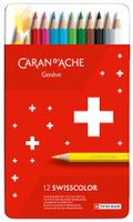 1284.712 Swisscolor Caran d'Ache * 12 Farbstifte Metall-Etui