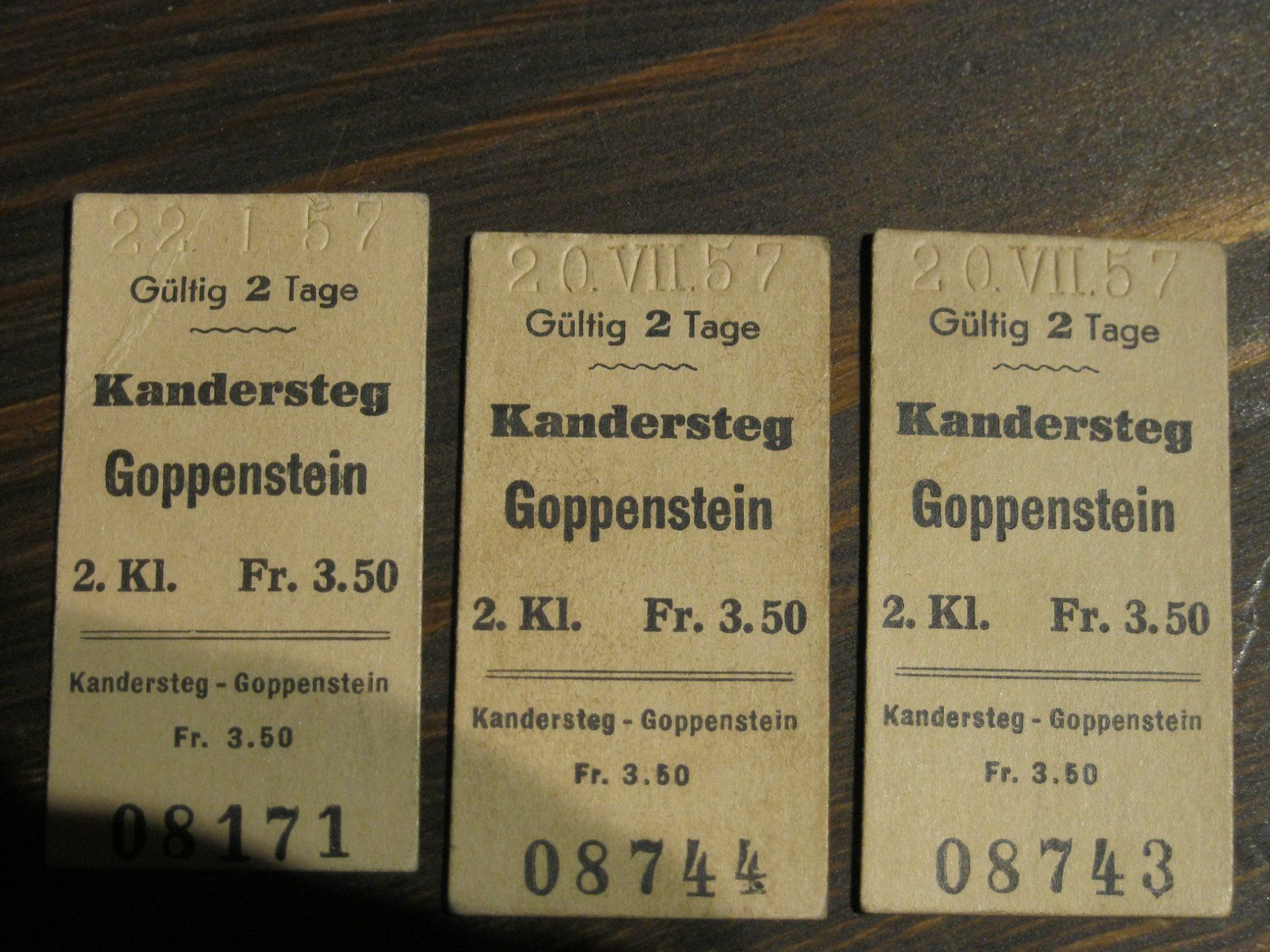 Biglietti: BLS Billette Ticket 1957 / 1958 10x Kanderstag Goppenstein – Usato da Utzenstorf venduto da jue_5d6l 2