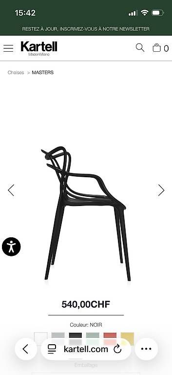 Sedie: Kartell 2 chaises Masters noires – Usato da Lausanne venduto da Chandolin 2