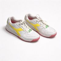 Baskets Diadora vintage, blanches et jaunes, taille 40.5