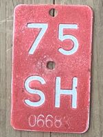 SH 75 - VELONUMMER - FAHRRADSCHILD - PLAQUE DE VELO - SH 75