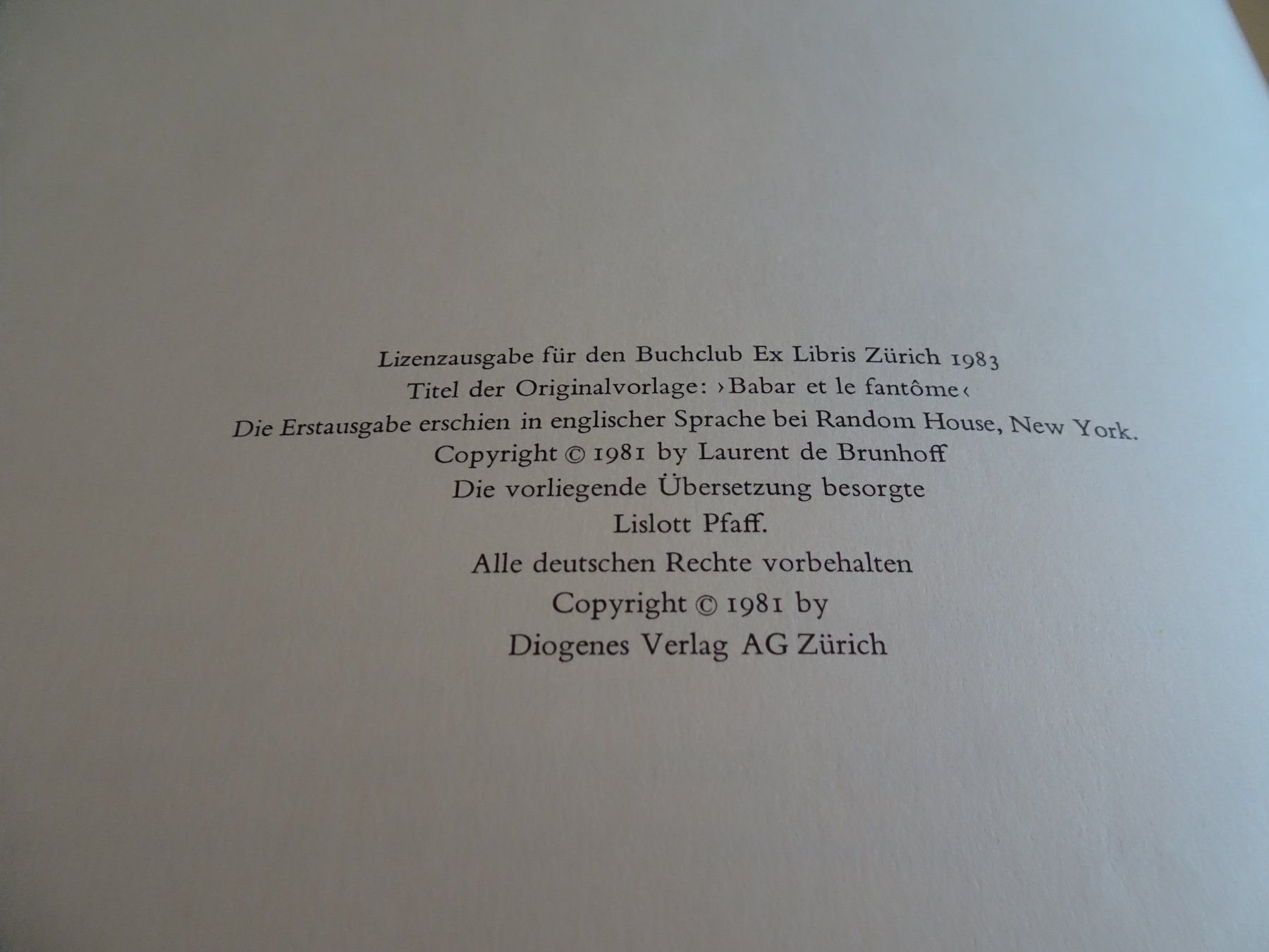 Libri: Babar und das Gespenst, Kinderbuch  Laurent de Brunhoff 1983 – Usato da Zürich venduto da Roulet 2