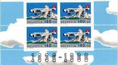 Tutti i francobolli: 1988, 50 J. Stiftung Pro-Aero, 4er-Block ** – Nuovo (secondo la descrizione) da Bonstetten venduto da Pinguin75