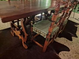 Rustikaler Holz Esstisch /Tafel mit 6 Stühlen, LUZERN