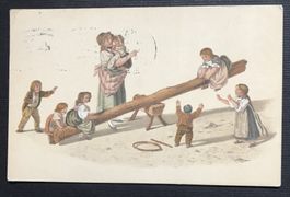 ALTE ANSICHTSKARTE KINDER BEIM SPIELEN