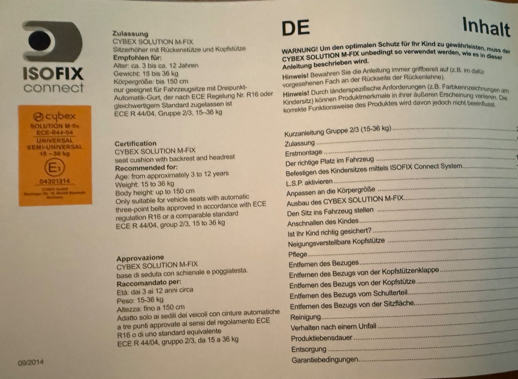 Cybex Sièges auto: Cybex Solution M-Fix Kindersitz, gebraucht,Top Zustand – D'occasion à Ipsach par Mschild 2