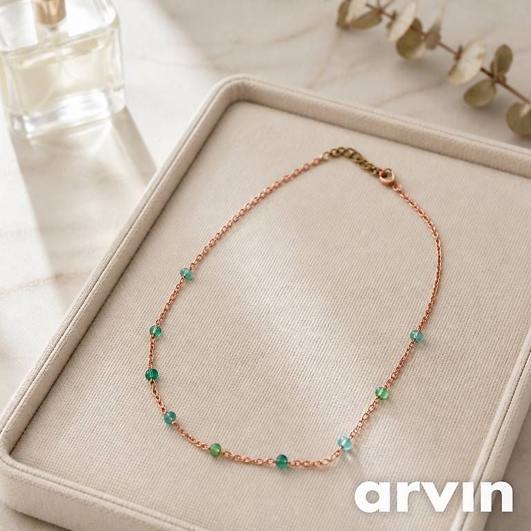 Catenine: Kette mit grünen Glasperlen - Neu – Usato da Binningen venduto da chr_g6n2