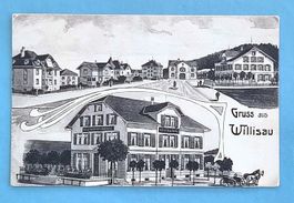 Willisau - Bahnhof - Hotel - Dorfpartie - Litho