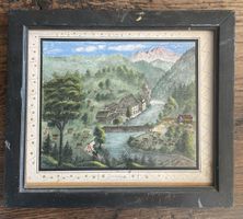 Antik Bild Sennen Kühe Appenzell