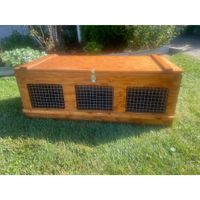 Kleintierholzkiste mit Deckel + 3 Gitterfenstern, 90x43x34cm