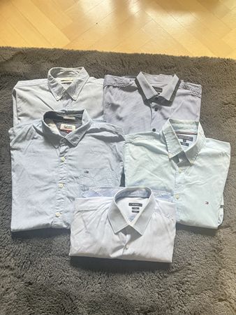 5 Light Blue Button-Down Shirts - All Cotton - Size M - Spri